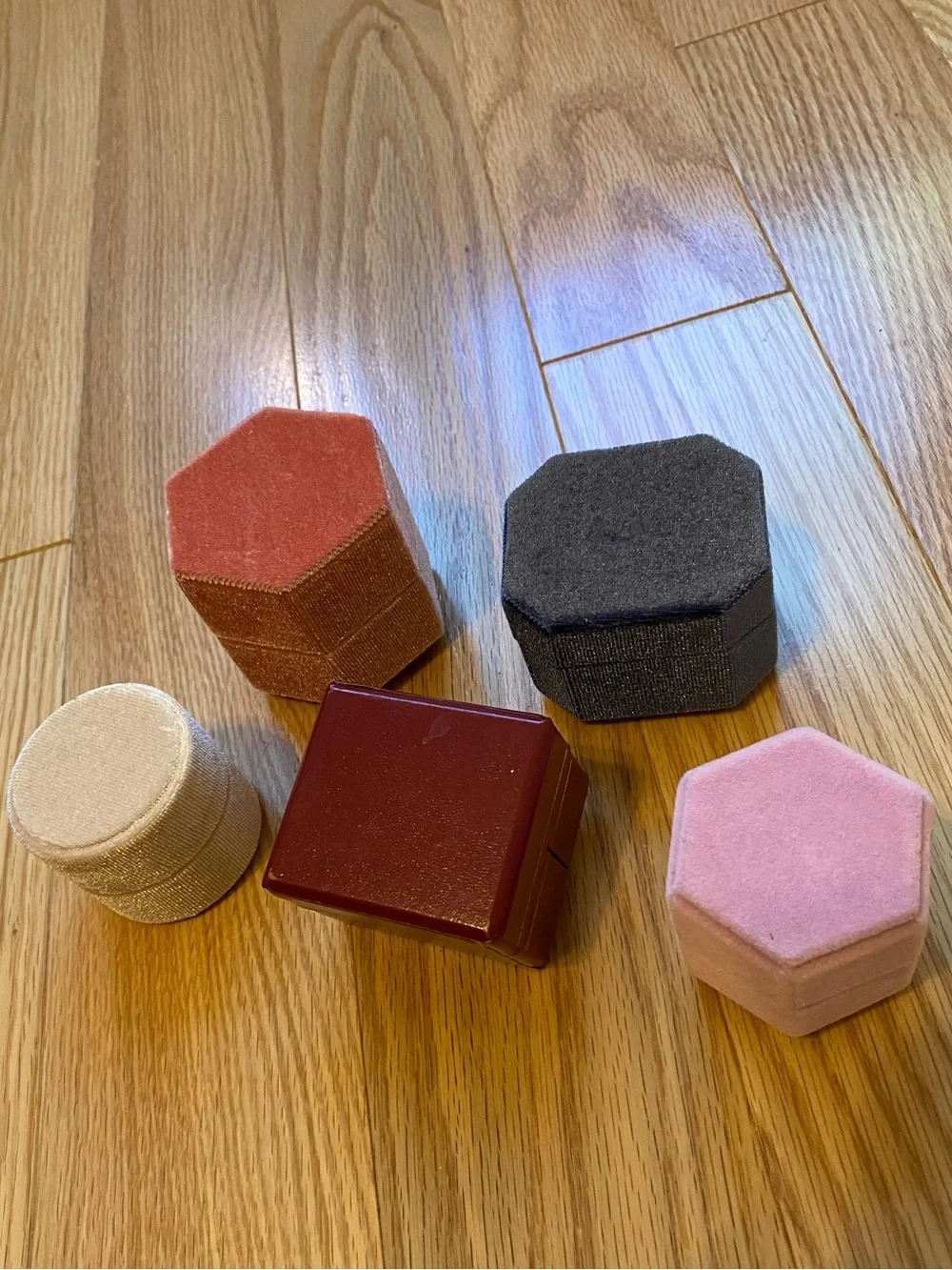 Velvet and Leatherette Ring Boxes - Set of 5 Assorted Colors